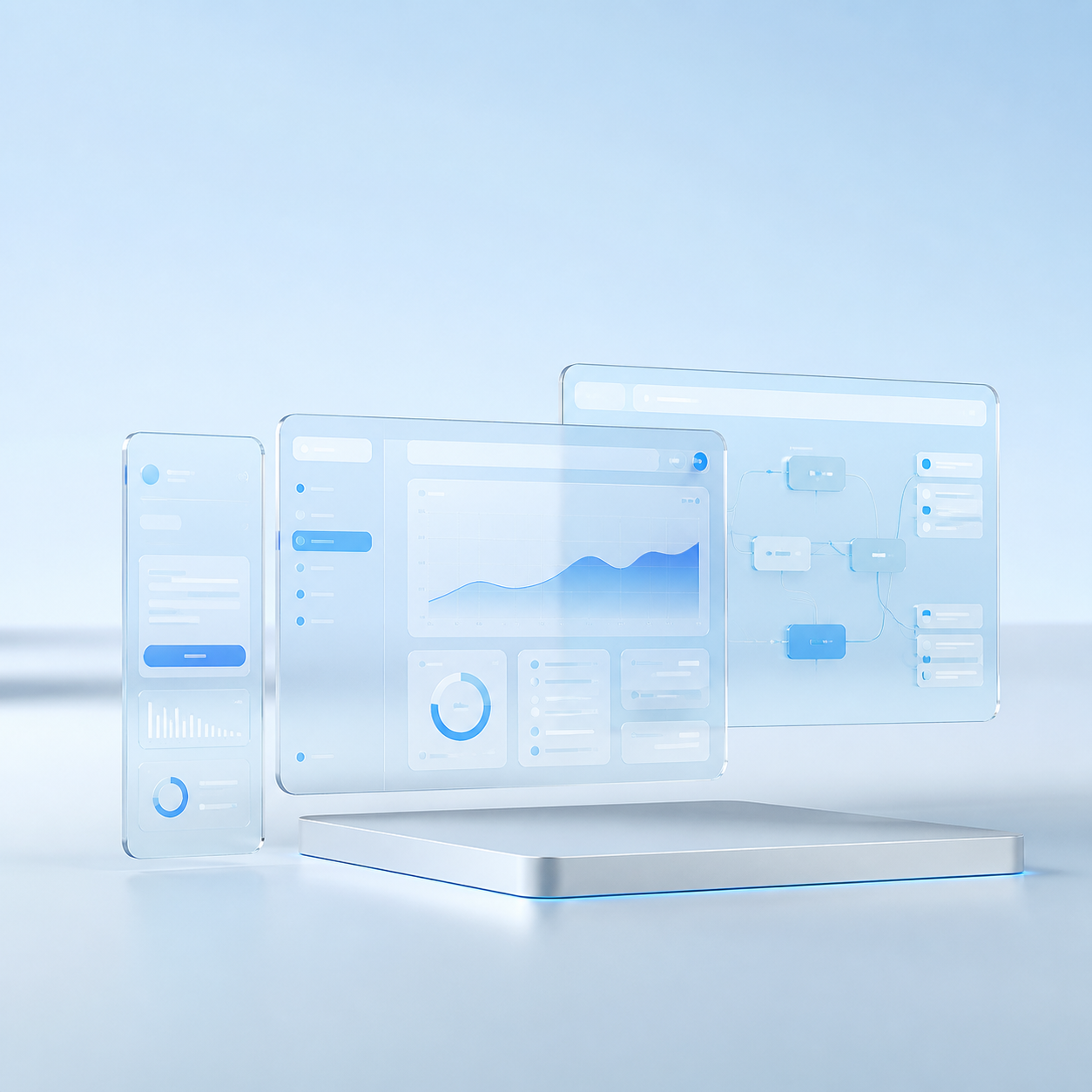 Realistic responsive web platform dashboards for website and web app development